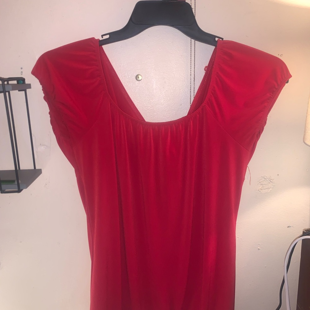 Vibrant Red Knot Detail Top